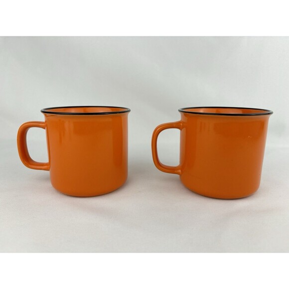 Bulleit Frontier Whiskey Orange Ceramic Coffee Mug Cup Matching Set of TWO - Picture 2 of 8